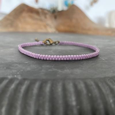 Handgefertigtes Armband aus japanischen Saatperlen • Boho Ethno Stil • Flieder & Hellviolett