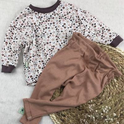 Blumiges Mädchen-Set, Hoodie und Leggins mit Paperbagbund, Größe 68, 92