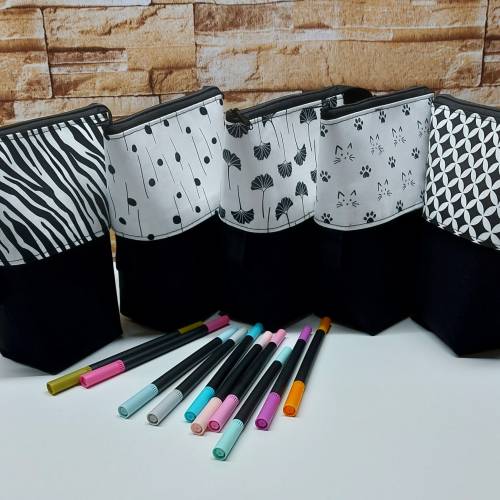 Popup-Mäppchen, Stiftemäppchen, Pencilcase - schwarz/weiss Edition (2)