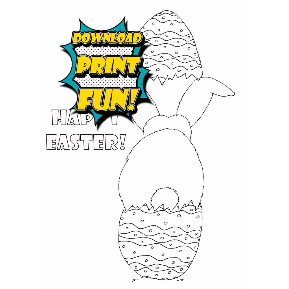 DIY Printable: lustige Oster Karte Hasen Popo Faltkarte Grußkarte zum Selbstausdrucken anmalen, Frohe Ostern, Osterhase Bild 6