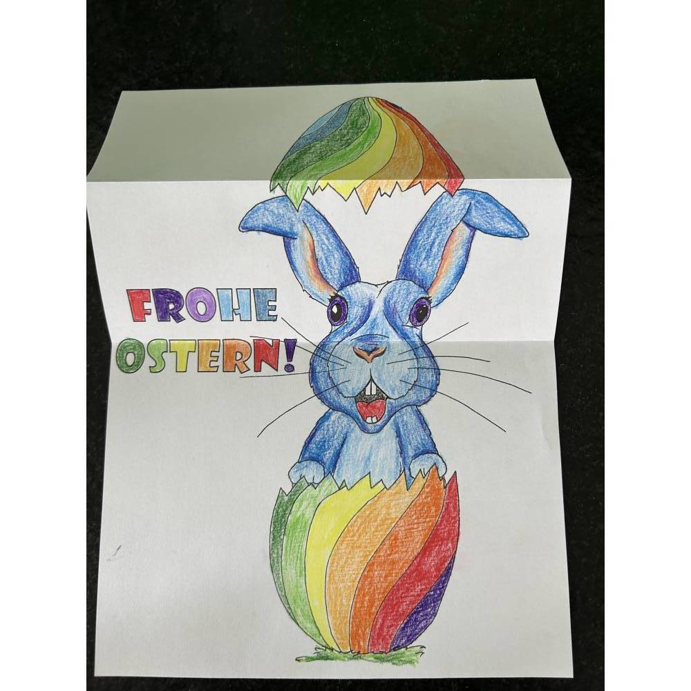 DIY Printable: lustige Oster Karte Hasen Popo Faltkarte Grußkarte zum Selbstausdrucken anmalen, Frohe Ostern, Osterhase Bild 8