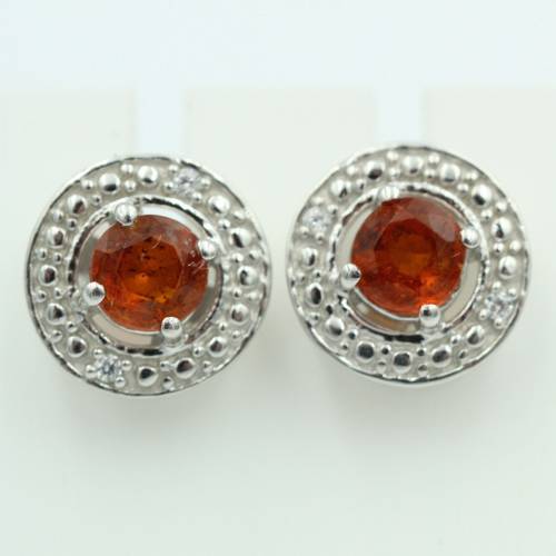 1,2 Carat orange Kyanit Ohrstecker 925 Silber Kyanitschmuck mit Zirkonias Top