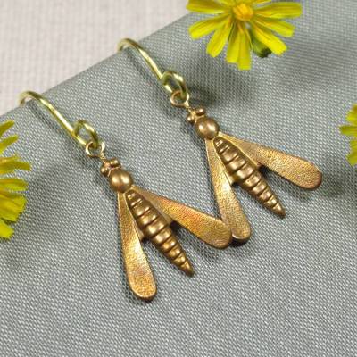 Ohrringe ART-DECO-BIENEN Art Déco Stil Bienenohrringe aus Messing (2427)