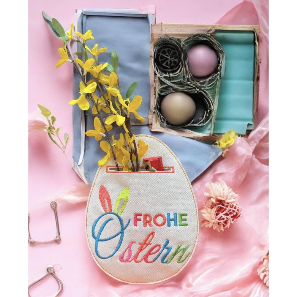 ITH Stickdateien Set Osterdeko – Bestecktaschen & Anhänger ab 10x10 – Shabby Stil Bild 9
