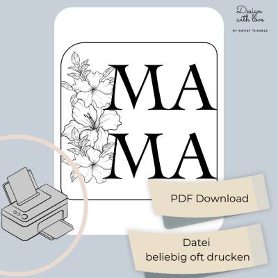 Plotterdatei: Mama Muttertag Blumen SVG PNG