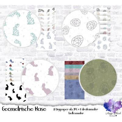 Geometrische Hasen. Ideal für schlichte u. weniger kindliche Dekoration! JPG, SVG, PNG Plotter