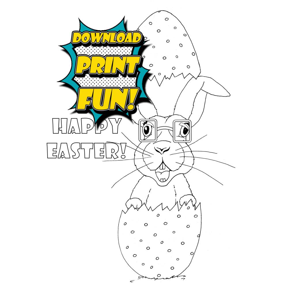 DIY Printable: lustige Oster Karte Nerd Hase mit Brille Faltkarte Grußkarte zum Selbstausdrucken anmalen, Frohe Ostern Bild 6