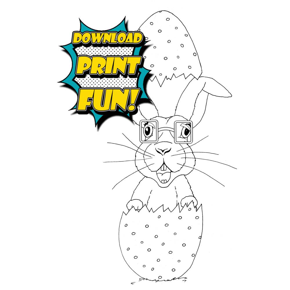 DIY Printable: lustige Oster Karte Nerd Hase mit Brille Faltkarte Grußkarte zum Selbstausdrucken anmalen, Frohe Ostern Bild 7