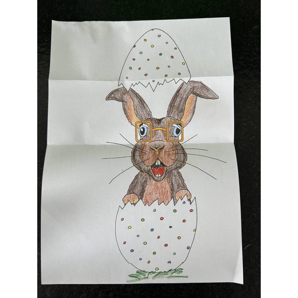 DIY Printable: lustige Oster Karte Nerd Hase mit Brille Faltkarte Grußkarte zum Selbstausdrucken anmalen, Frohe Ostern Bild 8