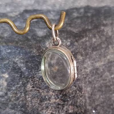 vintage Miniatur Medaillon Lupenglas Silber
