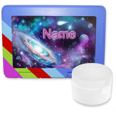 Lunchbox / Brotzeitbox / Brotdose mit separater Obstdose Galaxie mit Name / personalisierbar