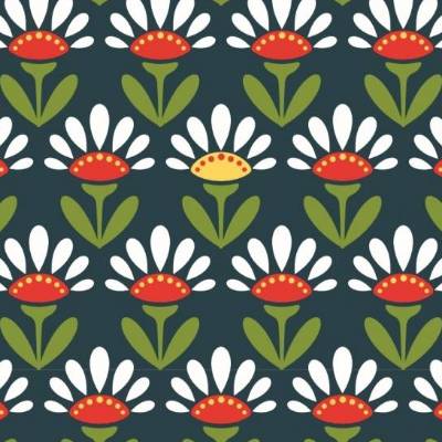 10 Postkarten Retroblumen, floral & neutral, 3 Versionen auf Dunkelblau