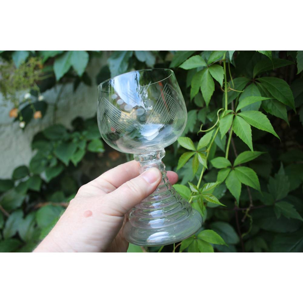 3 Art Deco Weinrömer Römer Weingläser Hohlfuß Glas Kristall antik 20er 30er Jahre
