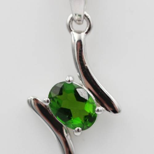 0,72 Carat Chromdiopsid Anhänger 925 Silber Collier Kette Chrom Diopsid Schmuck