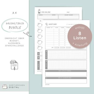 Budgetplaner Bundle | Haushaltsbuch zum Ausdrucken A4 | Überblick über Ausgaben, Kategorien & Monatsbudget