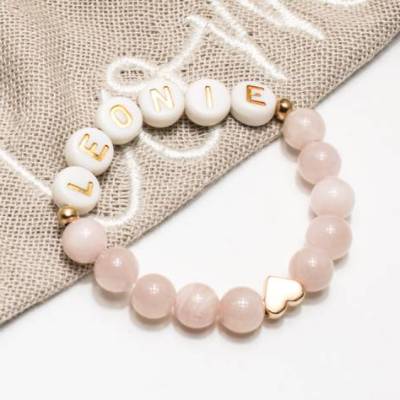 Babyarmband mit Namen, Jade, Mädchen, rose-gold ,  goldene Buchstaben