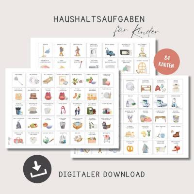 Aufgabenplaner für Kinder, Haushaltsaufgaben in  A3 + A4 ausdruckbar, digitaler PDF-Download
