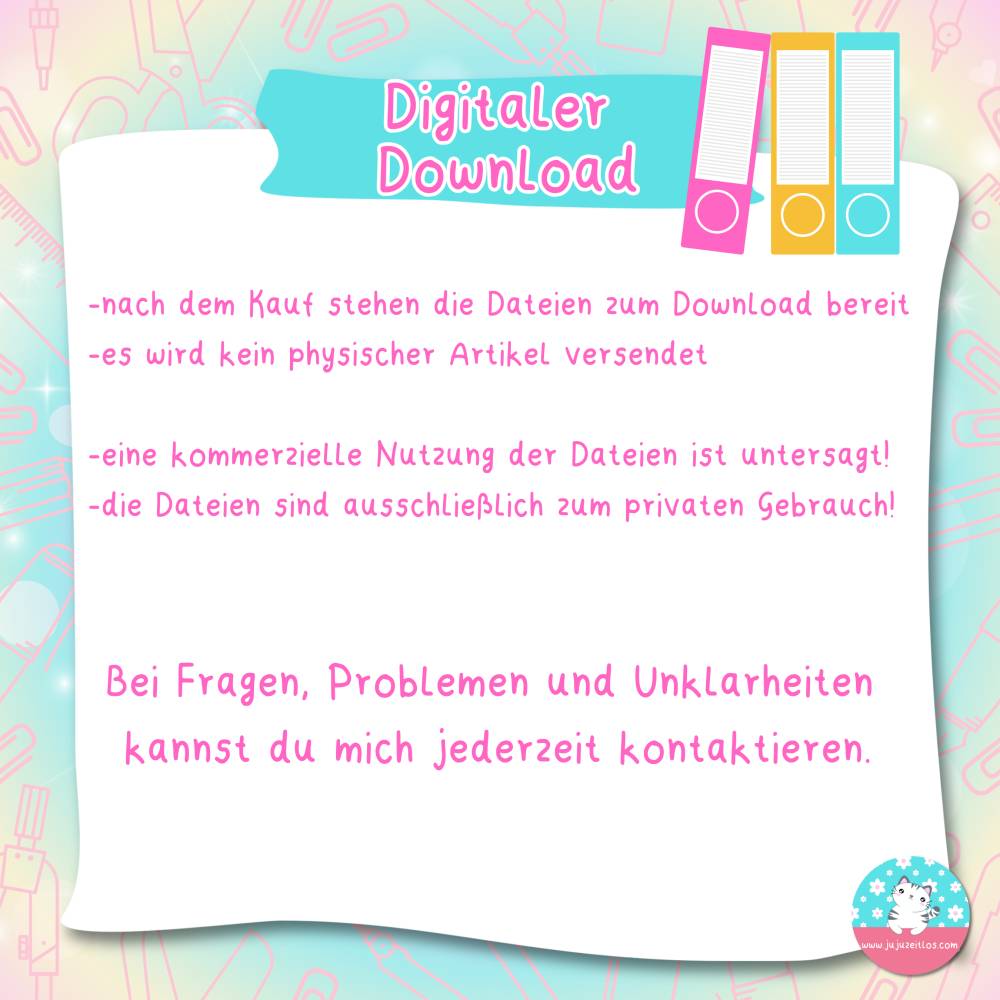 Ordnerrücken - Etiketten - Geisha Katze - PDF A4 Download - für breite & schmale Ordner Bild 5