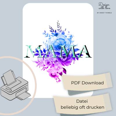 Plotterdatei: Mama  Muttertag Blumen SVG PNG