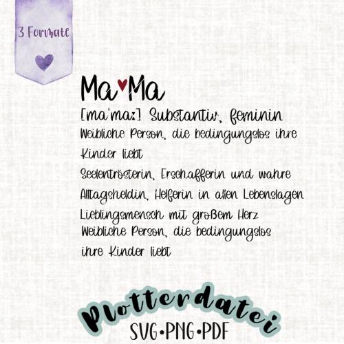 Plotterdatei „Mama Definition“ – SVG, PNG, PDF