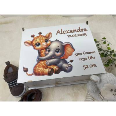 Erinnerungsbox für Baby, Erinnerungskiste, personalisierte Erinnerungskiste, Baby Geschenk personalisiert Giraffe
