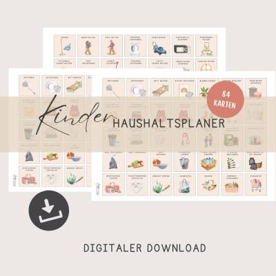Haushaltsplan für Kinder , Montessori Aufgabenplan, Wochenplaner A3 + A4 zum Ausdrucken, digitaler PDF -Download
