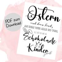 Lustige Osterkarte als Download – Schokolade nur für die Kinder?