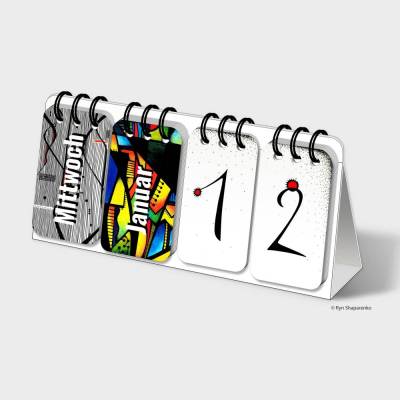 Ewiger Kunstkalender von Ryn Shaparenko – Handgemachtes Design für tägliche Inspiration am Schreibtisch