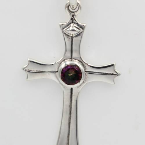 0,36 Carat Mystiktopas Kreuz Anhänger 925 Silber Collier Kette mystic Topas