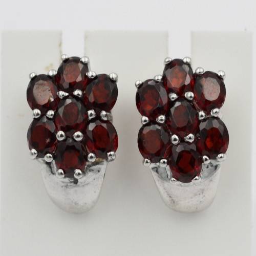 Edle 3,33 Carat Granat Ohrstecker 925 Silber Olivin Schmuck Top Edel Edelstein