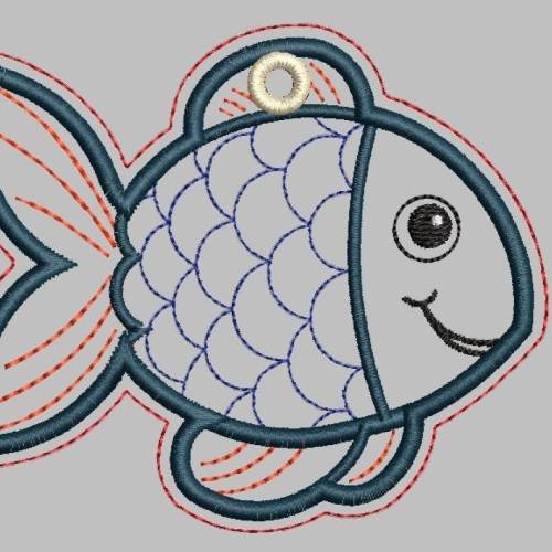 Fisch-Anhänger, Sofortdownload, Stickdatei