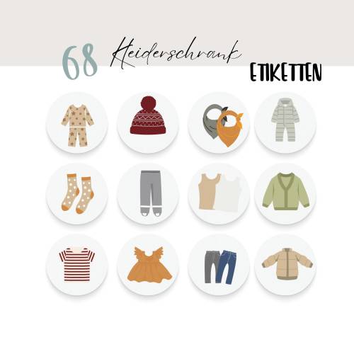 Kleiderschrank Etiketten für Kinder, Kleiderschrank Organizer, Kleidung organisieren PDF zum ausdrucken