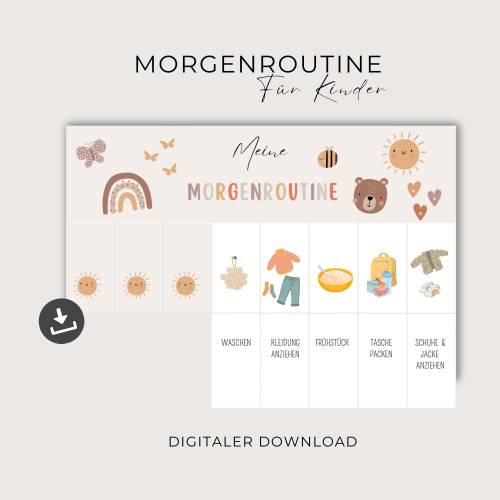 Morgenroutine für Kinder, Routineplan für Kleinkinder, Routine Set zum Ausdrucken