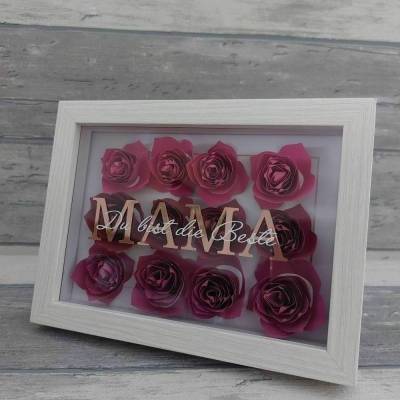 Papierblumen im Rahmen – Handgemachtes Geschenk mit rosegoldenem Schriftzug