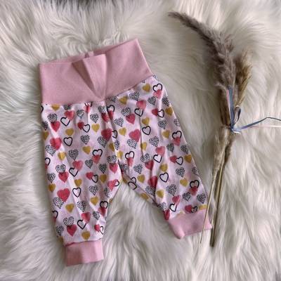Babyhose Gr. 62 - rosa - Herzen - Glitzer 