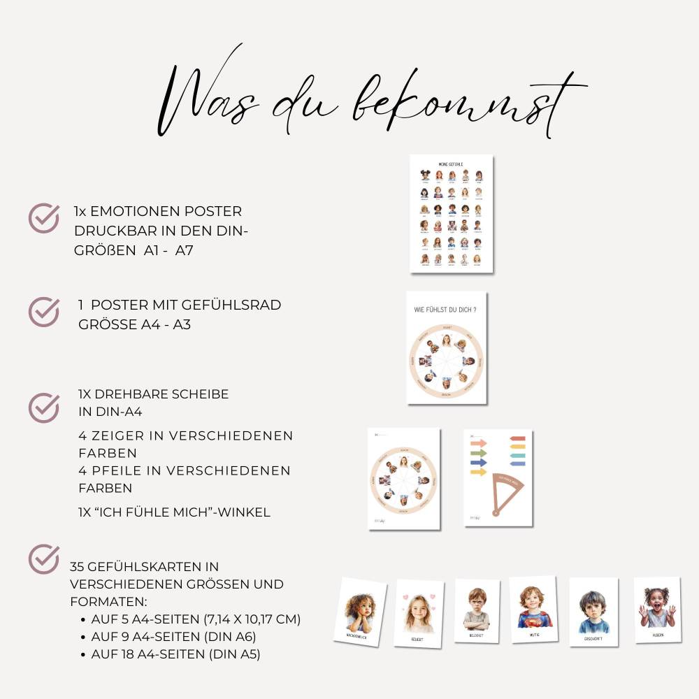 Gefühlskarten für Kinder, Montessori Lernmaterial, Gefühle Set mit Gefühlsrad, Lernposter und Gefühlskarten Bild 2