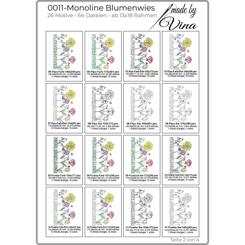 Monoline Blumen Stickdateien Set – 26 filigrane Motive ab 13x18 – Modern & einsteigerfreundlich Bild 4