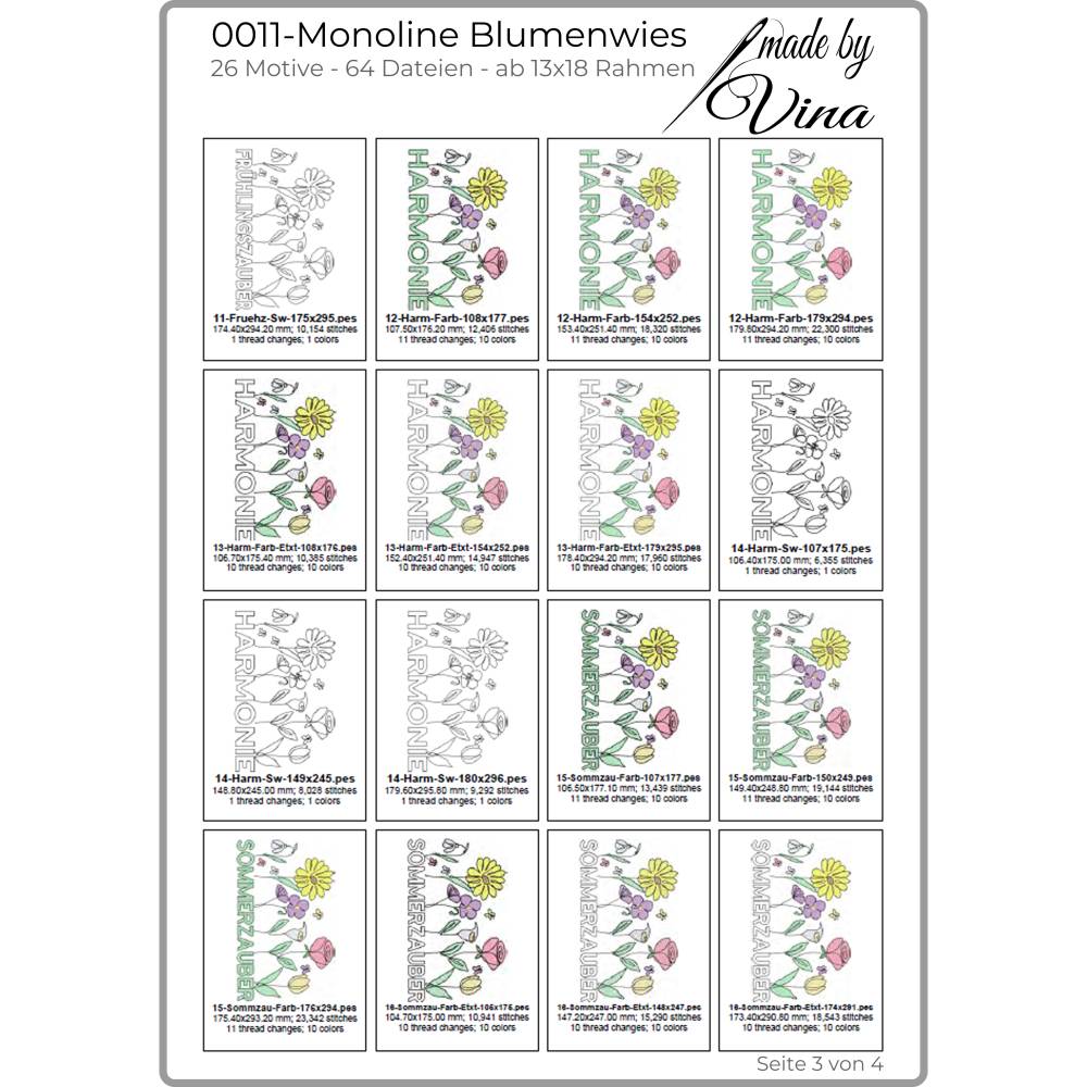 Monoline Blumen Stickdateien Set – 26 filigrane Motive ab 13x18 – Modern & einsteigerfreundlich Bild 5