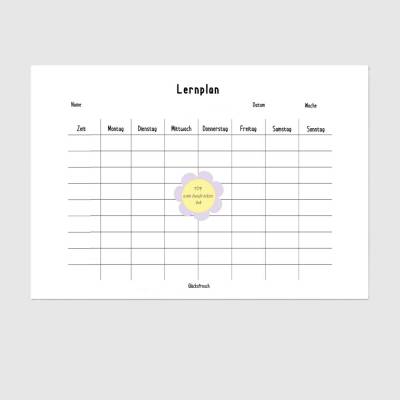 Lernplan, blanko, weiß, zum individuellen gestalten, Pdf A4 zum Ausdrucken