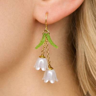 Ohrringe GLOCKENBLÜMCHEN Blumenohrringe weiß grün (2425)