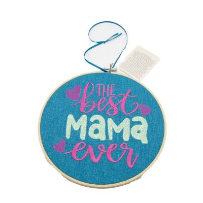 Stickrahmenbild Best Mama ever 20 cm Geschenk Geburtstag Muttertag gerahmt Variante 3