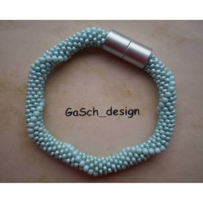 Häkelarmband, gehäkeltes Perlenarmband * Mint - Mischung