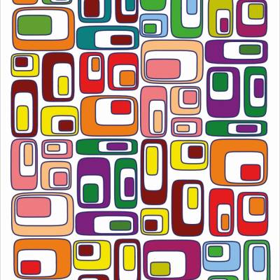 Postkarte Mari, 10 Grußkarten mit farbigen Quadern im 70er Retrodesign
