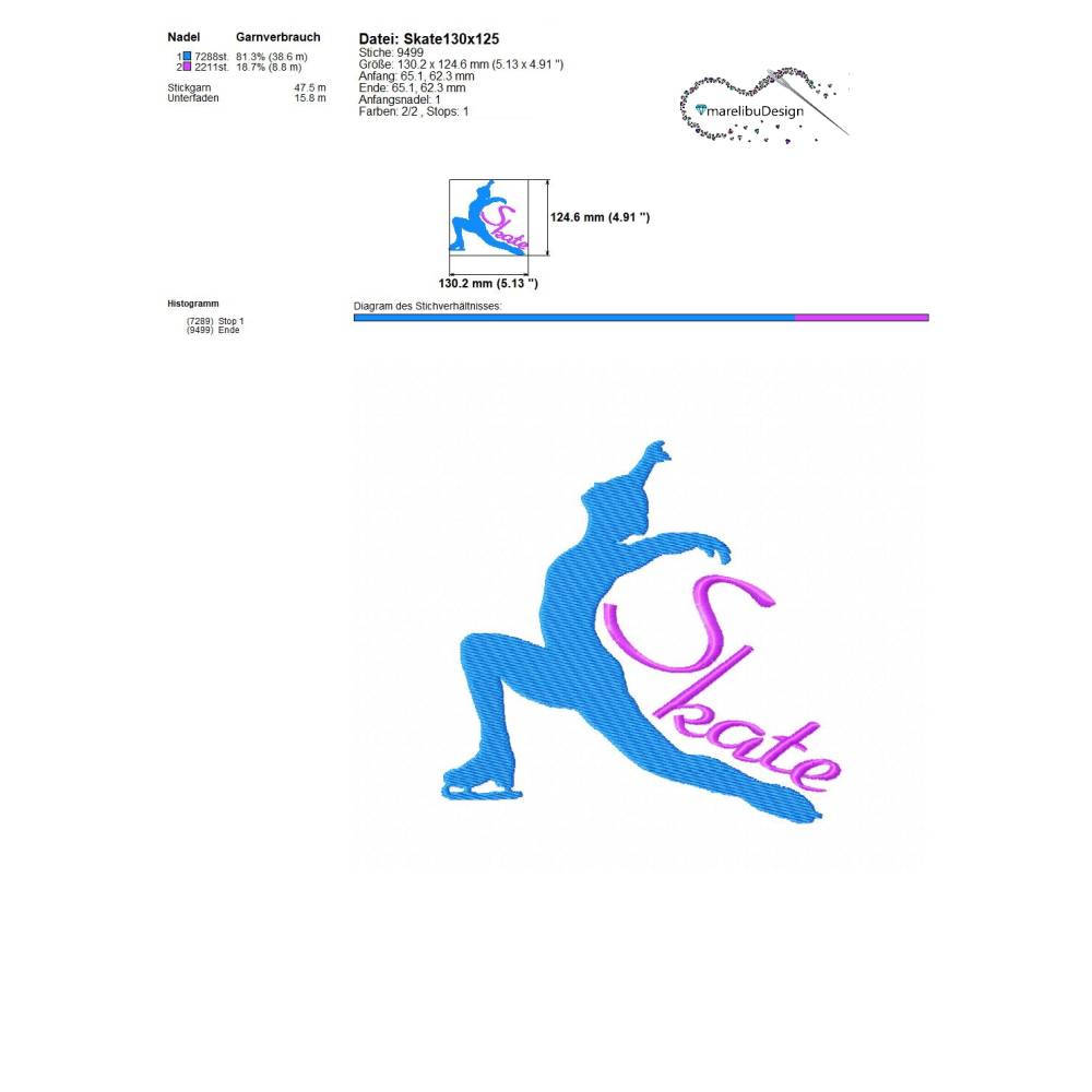 Stickdatei Skate, Schlittschuh Eiskunstlauf, 2 Größen, ab 10x10 Bild 4