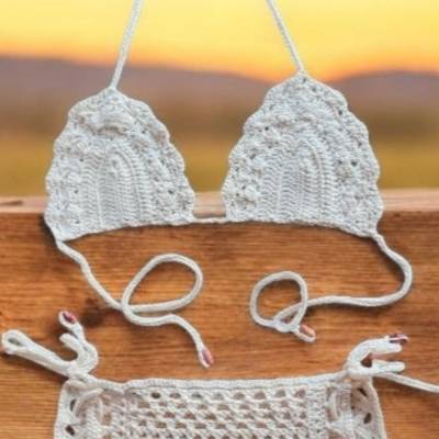 Bikini im Boho Stil, gehäkelt, Handarbeit 