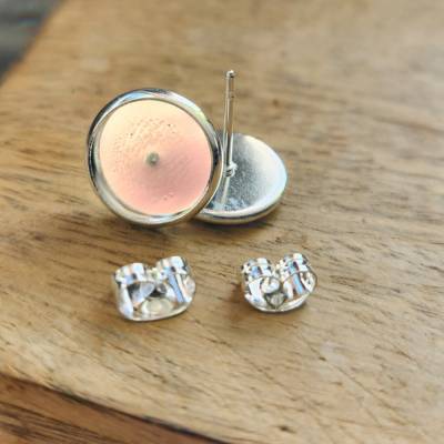 Ohrstecker 925 Sterling Silber beschichtet mit eigenen Bild personalisiert Cabochon