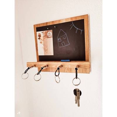Schlüsselbrett, Schlüsselablage, Tafel, Magnettafel, Klinkerstecker, Schlüsselanhänger, Holz, Organizer, Eiche