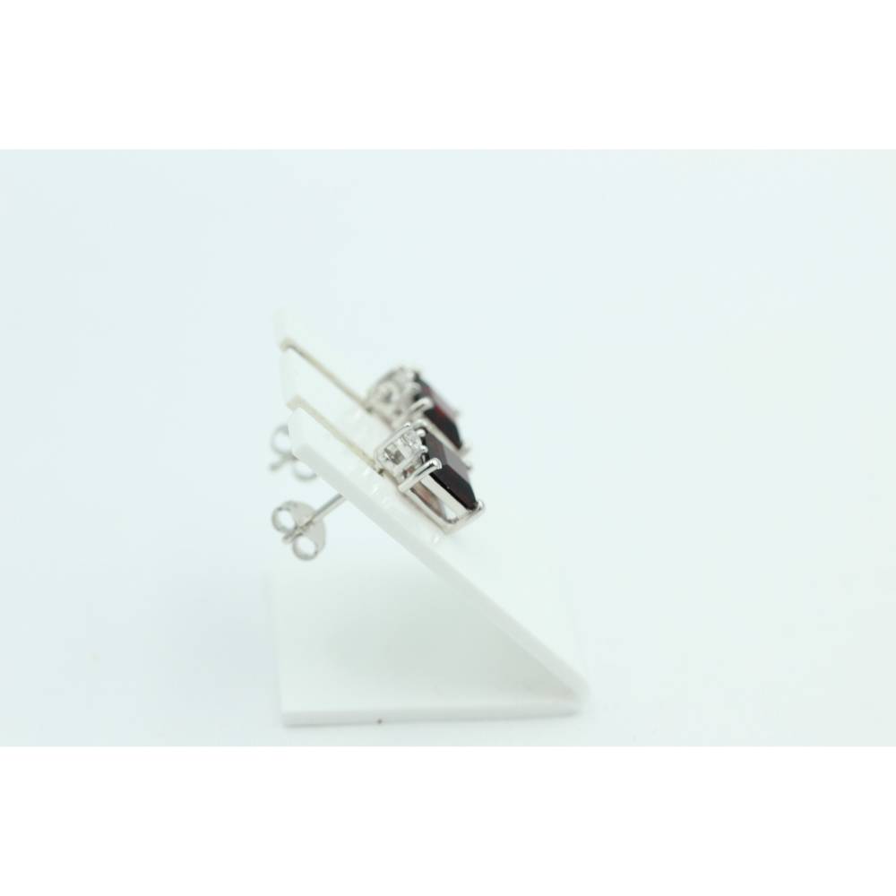 Edle 2,2 Carat Granat Ohrstecker 925 Silber mit Zirkonia Top blutroter Granat Bild 4