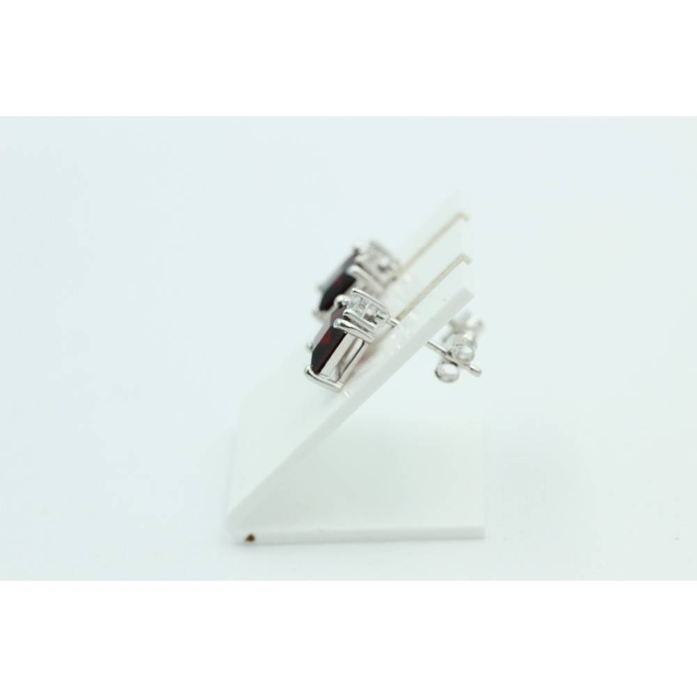 Edle 2,2 Carat Granat Ohrstecker 925 Silber mit Zirkonia Top blutroter Granat Bild 7