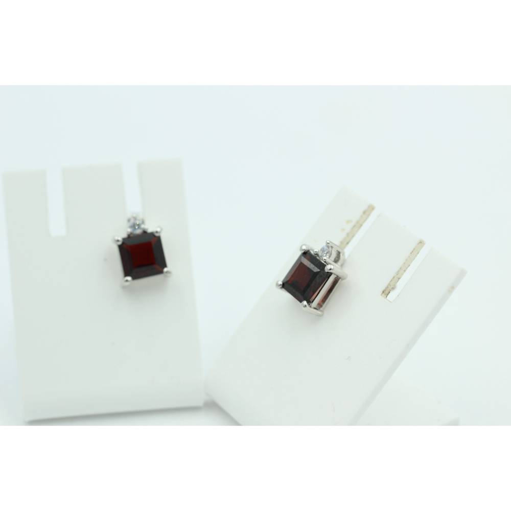 Edle 2,2 Carat Granat Ohrstecker 925 Silber mit Zirkonia Top blutroter Granat Bild 8